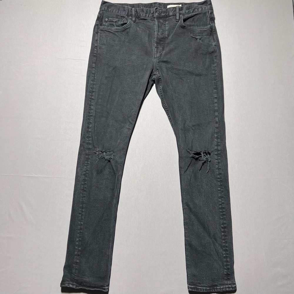 AllSaints Women's Black Cigarette Skinny Fit  Button Fly Denim Jeans Size 33‎